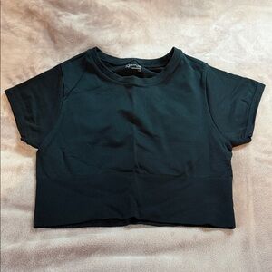 aerie Black Cropped Crewneck Tee